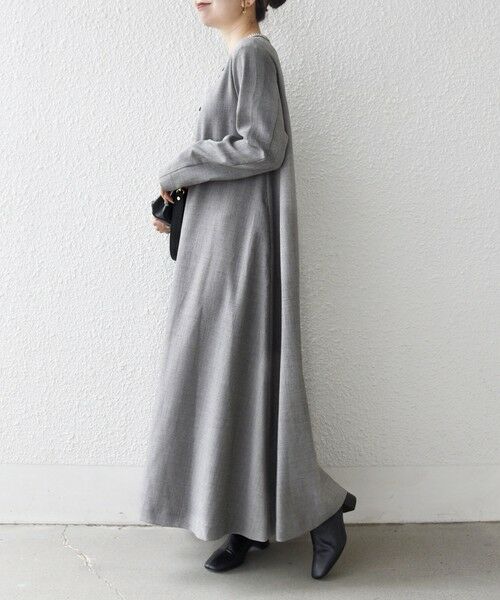 SHIPS / シップス ロング・マキシ丈ワンピース | SHIPS any: ウーステッド パイピング ボタン ロングスリーブ フレア ワンピース | 詳細6