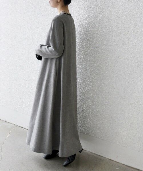 SHIPS / シップス ロング・マキシ丈ワンピース | SHIPS any: ウーステッド パイピング ボタン ロングスリーブ フレア ワンピース | 詳細9