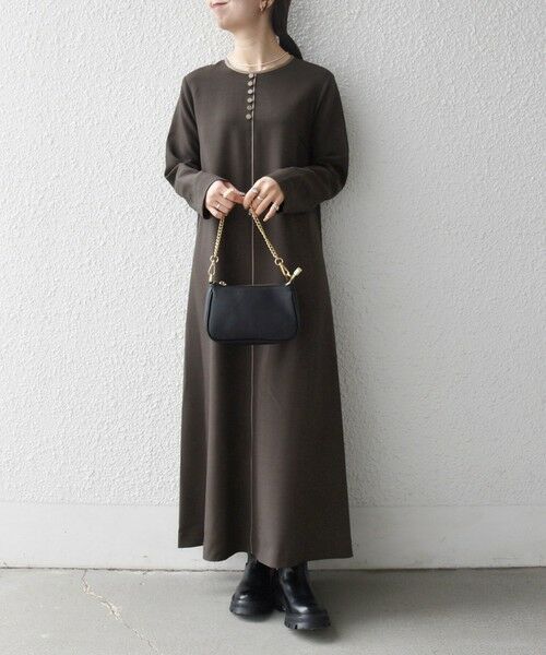 SHIPS / シップス ロング・マキシ丈ワンピース | SHIPS any: ウーステッド パイピング ボタン ロングスリーブ フレア ワンピース | 詳細21