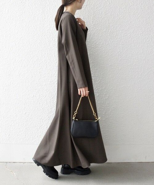 SHIPS / シップス ロング・マキシ丈ワンピース | SHIPS any: ウーステッド パイピング ボタン ロングスリーブ フレア ワンピース | 詳細23