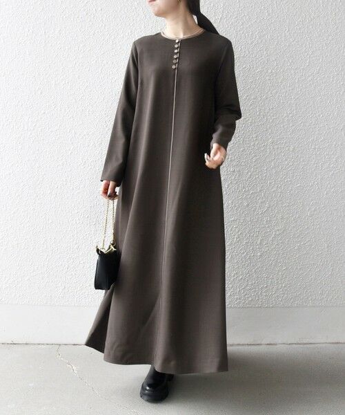 SHIPS / シップス ロング・マキシ丈ワンピース | SHIPS any: ウーステッド パイピング ボタン ロングスリーブ フレア ワンピース | 詳細27