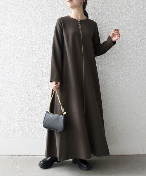 SHIPS / シップス ロング・マキシ丈ワンピース | SHIPS any: ウーステッド パイピング ボタン ロングスリーブ フレア ワンピース | 詳細28