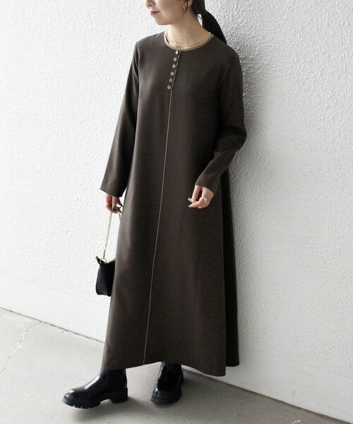 SHIPS / シップス ロング・マキシ丈ワンピース | SHIPS any: ウーステッド パイピング ボタン ロングスリーブ フレア ワンピース | 詳細29
