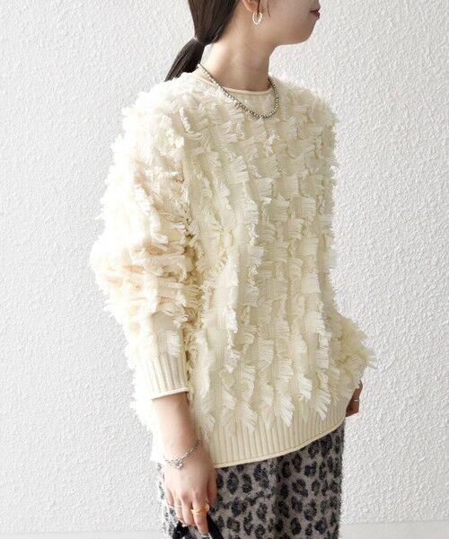 SHIPS / シップス ニット・セーター | SHIPS any:〈手洗い可能〉フリンジ デザイン ニット プルオーバー | 詳細4