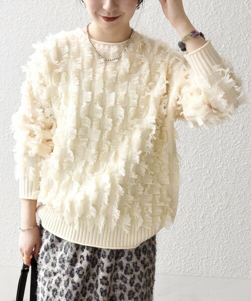 SHIPS / シップス ニット・セーター | SHIPS any:〈手洗い可能〉フリンジ デザイン ニット プルオーバー | 詳細6