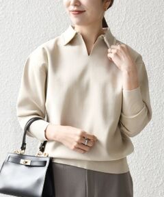 SHIPS / シップス ニット・セーター | SHIPS any:〈手洗い可能〉パール モチーフ 襟付き スキッパー ニット プルオーバー