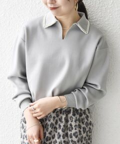 SHIPS / シップス ニット・セーター | SHIPS any:〈手洗い可能〉パール モチーフ 襟付き スキッパー ニット プルオーバー