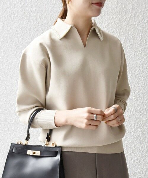 SHIPS / シップス ニット・セーター | SHIPS any:〈手洗い可能〉パール モチーフ 襟付き スキッパー ニット プルオーバー | 詳細4