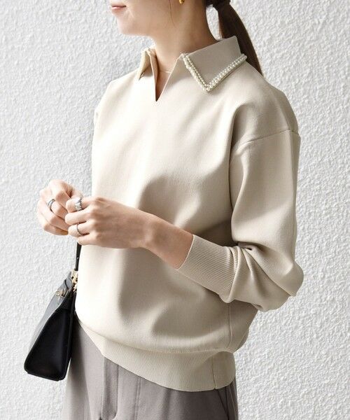 SHIPS / シップス ニット・セーター | SHIPS any:〈手洗い可能〉パール モチーフ 襟付き スキッパー ニット プルオーバー | 詳細7