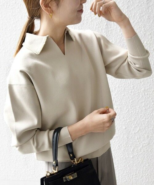 SHIPS / シップス ニット・セーター | SHIPS any:〈手洗い可能〉パール モチーフ 襟付き スキッパー ニット プルオーバー | 詳細8