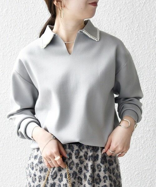 SHIPS / シップス ニット・セーター | SHIPS any:〈手洗い可能〉パール モチーフ 襟付き スキッパー ニット プルオーバー | 詳細19