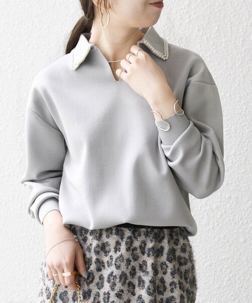 SHIPS / シップス ニット・セーター | SHIPS any:〈手洗い可能〉パール モチーフ 襟付き スキッパー ニット プルオーバー | 詳細20