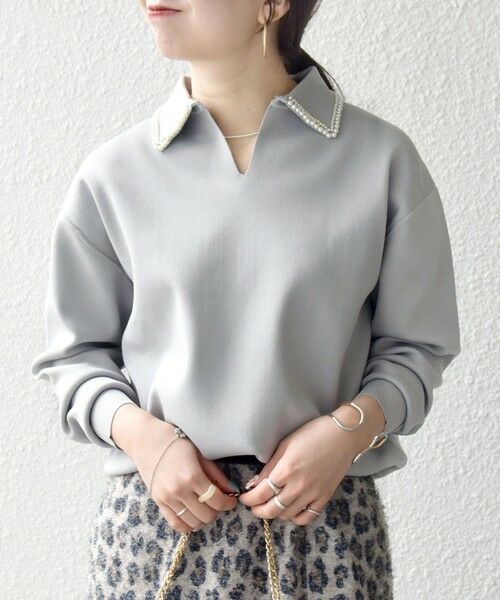 SHIPS / シップス ニット・セーター | SHIPS any:〈手洗い可能〉パール モチーフ 襟付き スキッパー ニット プルオーバー | 詳細23