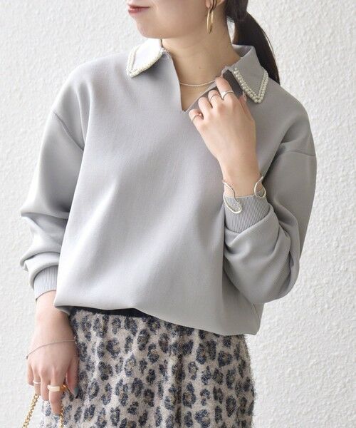 SHIPS / シップス ニット・セーター | SHIPS any:〈手洗い可能〉パール モチーフ 襟付き スキッパー ニット プルオーバー | 詳細24