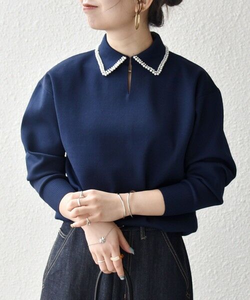 SHIPS / シップス ニット・セーター | SHIPS any:〈手洗い可能〉パール モチーフ 襟付き スキッパー ニット プルオーバー | 詳細27