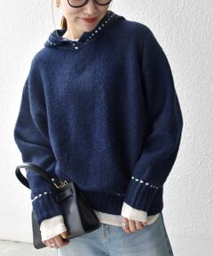 SHIPS / シップス ニット・セーター | SHIPS any:〈手洗い可能〉ステッチ デザイン フーディー ルーズ ニット