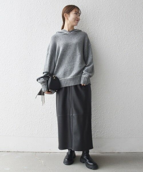 SHIPS / シップス ニット・セーター | SHIPS any:〈手洗い可能〉ステッチ デザイン フーディー ルーズ ニット | 詳細1