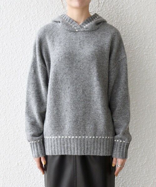 SHIPS / シップス ニット・セーター | SHIPS any:〈手洗い可能〉ステッチ デザイン フーディー ルーズ ニット | 詳細10