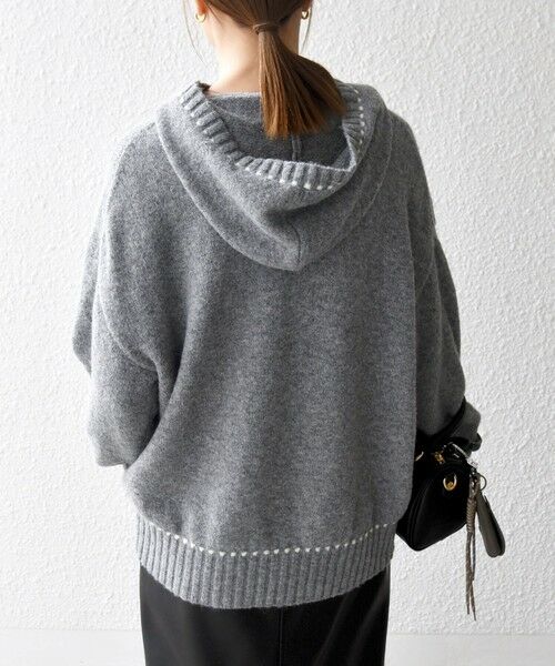 SHIPS / シップス ニット・セーター | SHIPS any:〈手洗い可能〉ステッチ デザイン フーディー ルーズ ニット | 詳細5