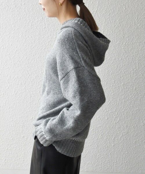 SHIPS / シップス ニット・セーター | SHIPS any:〈手洗い可能〉ステッチ デザイン フーディー ルーズ ニット | 詳細6