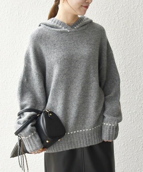 SHIPS / シップス ニット・セーター | SHIPS any:〈手洗い可能〉ステッチ デザイン フーディー ルーズ ニット | 詳細7