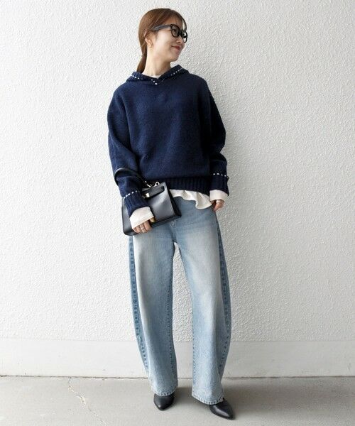 SHIPS / シップス ニット・セーター | SHIPS any:〈手洗い可能〉ステッチ デザイン フーディー ルーズ ニット | 詳細28