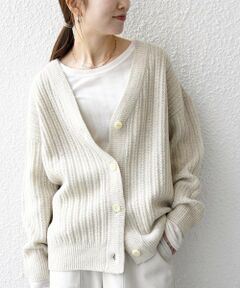 SHIPS / シップス カーディガン・ボレロ | SHIPS any: リブ タック編み Vネック ルーズ ニット カーディガン