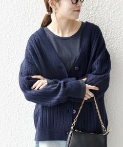 SHIPS / シップス カーディガン・ボレロ | SHIPS any: リブ タック編み Vネック ルーズ ニット カーディガン
