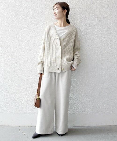 SHIPS / シップス カーディガン・ボレロ | SHIPS any: リブ タック編み Vネック ルーズ ニット カーディガン | 詳細1