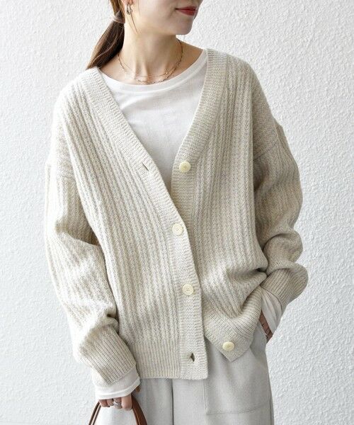 SHIPS / シップス カーディガン・ボレロ | SHIPS any: リブ タック編み Vネック ルーズ ニット カーディガン | 詳細3