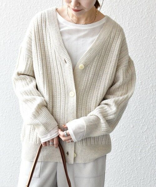 SHIPS / シップス カーディガン・ボレロ | SHIPS any: リブ タック編み Vネック ルーズ ニット カーディガン | 詳細7