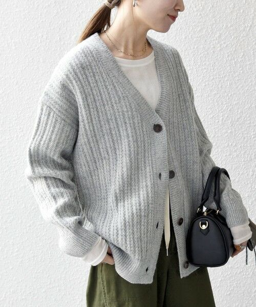 SHIPS / シップス カーディガン・ボレロ | SHIPS any: リブ タック編み Vネック ルーズ ニット カーディガン | 詳細17