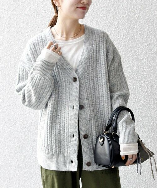 SHIPS / シップス カーディガン・ボレロ | SHIPS any: リブ タック編み Vネック ルーズ ニット カーディガン | 詳細19