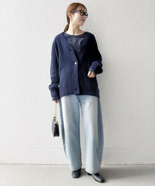 SHIPS / シップス カーディガン・ボレロ | SHIPS any: リブ タック編み Vネック ルーズ ニット カーディガン | 詳細25