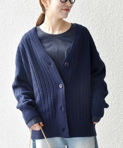 SHIPS / シップス カーディガン・ボレロ | SHIPS any: リブ タック編み Vネック ルーズ ニット カーディガン | 詳細27