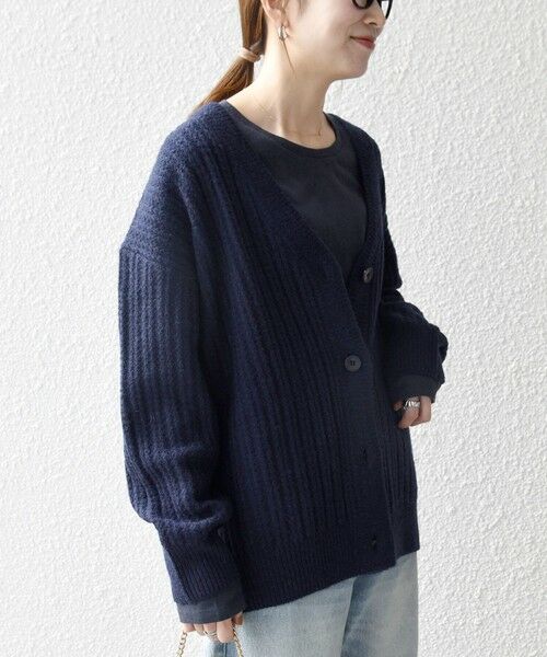 SHIPS / シップス カーディガン・ボレロ | SHIPS any: リブ タック編み Vネック ルーズ ニット カーディガン | 詳細28