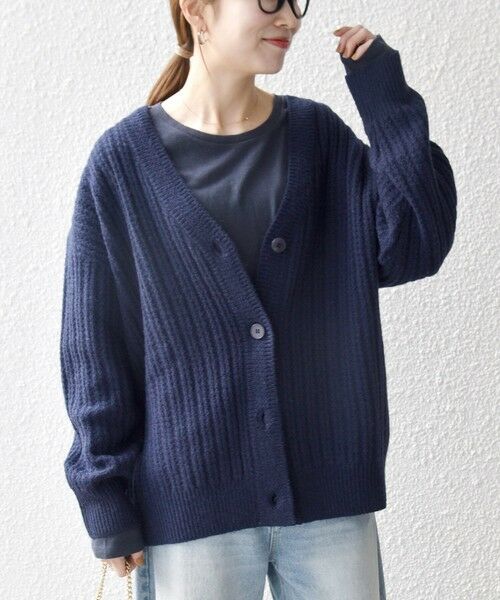 SHIPS / シップス カーディガン・ボレロ | SHIPS any: リブ タック編み Vネック ルーズ ニット カーディガン | 詳細30
