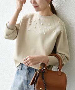 SHIPS / シップス ニット・セーター | SHIPS any:〈手洗い可能〉パールモチーフ ビジュー クルーネック ニット