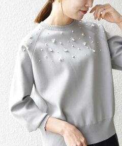 SHIPS / シップス ニット・セーター | SHIPS any:〈手洗い可能〉パールモチーフ ビジュー クルーネック ニット