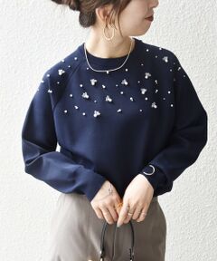 SHIPS / シップス ニット・セーター | SHIPS any:〈手洗い可能〉パールモチーフ ビジュー クルーネック ニット