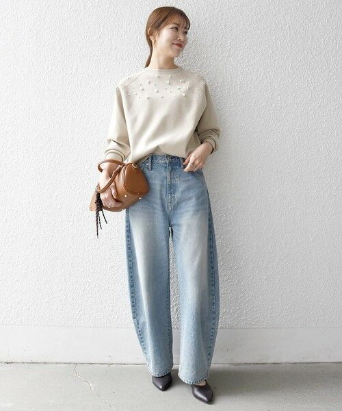 SHIPS / シップス ニット・セーター | SHIPS any:〈手洗い可能〉パールモチーフ ビジュー クルーネック ニット | 詳細1