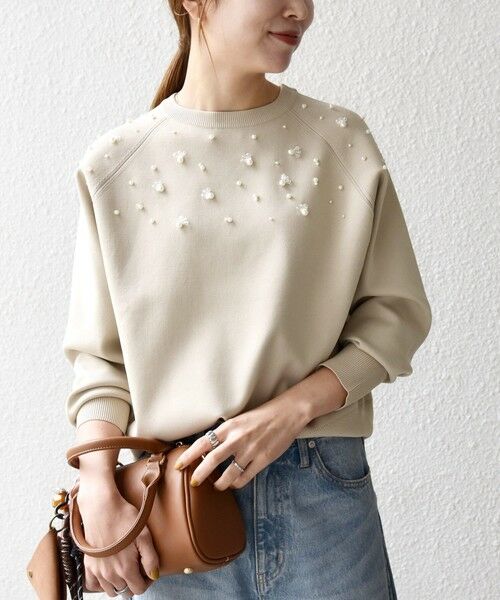 SHIPS / シップス ニット・セーター | SHIPS any:〈手洗い可能〉パールモチーフ ビジュー クルーネック ニット | 詳細3