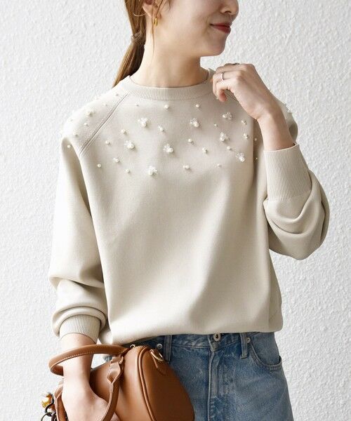 SHIPS / シップス ニット・セーター | SHIPS any:〈手洗い可能〉パールモチーフ ビジュー クルーネック ニット | 詳細6