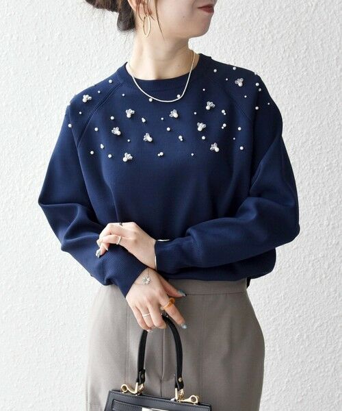 SHIPS / シップス ニット・セーター | SHIPS any:〈手洗い可能〉パールモチーフ ビジュー クルーネック ニット | 詳細27