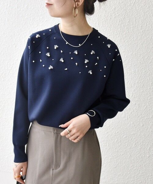 SHIPS / シップス ニット・セーター | SHIPS any:〈手洗い可能〉パールモチーフ ビジュー クルーネック ニット | 詳細30