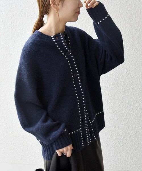 SHIPS / シップス カーディガン・ボレロ | 《一部追加予約》SHIPS any:〈手洗い可能〉ステッチ デザイン ルーズ ニット カーディガン | 詳細30