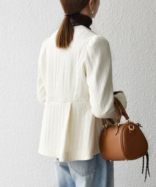 SHIPS / シップス ノーカラージャケット | SHIPS any:〈手洗い可能〉ジャカード ノーカラー ペプラム ジャケット［NAVY BLUE］ | 詳細5