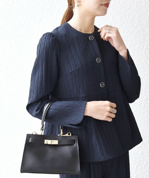 SHIPS / シップス ノーカラージャケット | SHIPS any:〈手洗い可能〉ジャカード ノーカラー ペプラム ジャケット［NAVY BLUE］ | 詳細20
