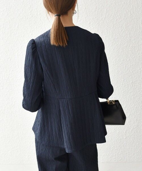 SHIPS / シップス ノーカラージャケット | SHIPS any:〈手洗い可能〉ジャカード ノーカラー ペプラム ジャケット［NAVY BLUE］ | 詳細21