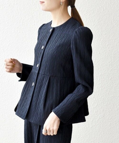 SHIPS / シップス ノーカラージャケット | SHIPS any:〈手洗い可能〉ジャカード ノーカラー ペプラム ジャケット［NAVY BLUE］ | 詳細22